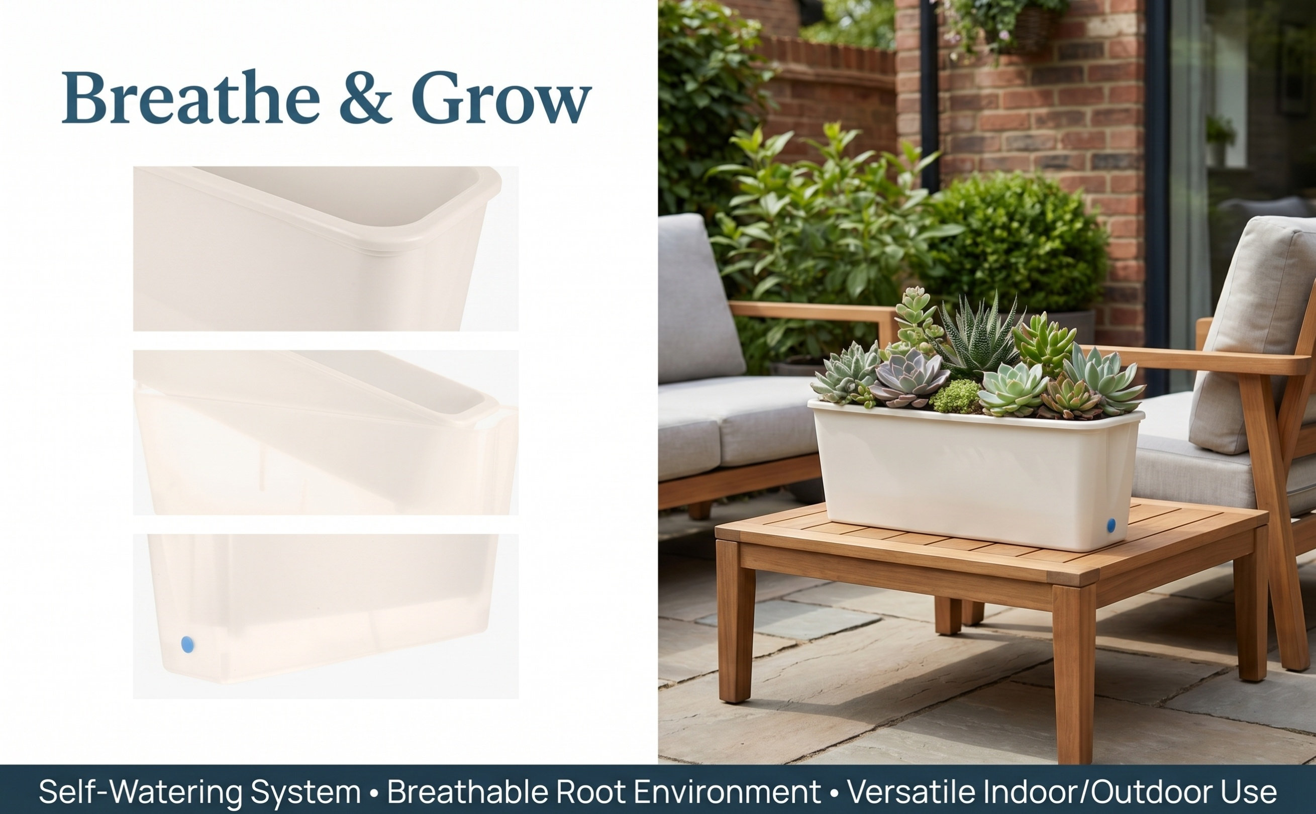 Vaso retangular estreito com s - Self-Watering Planter avaliação e preço
